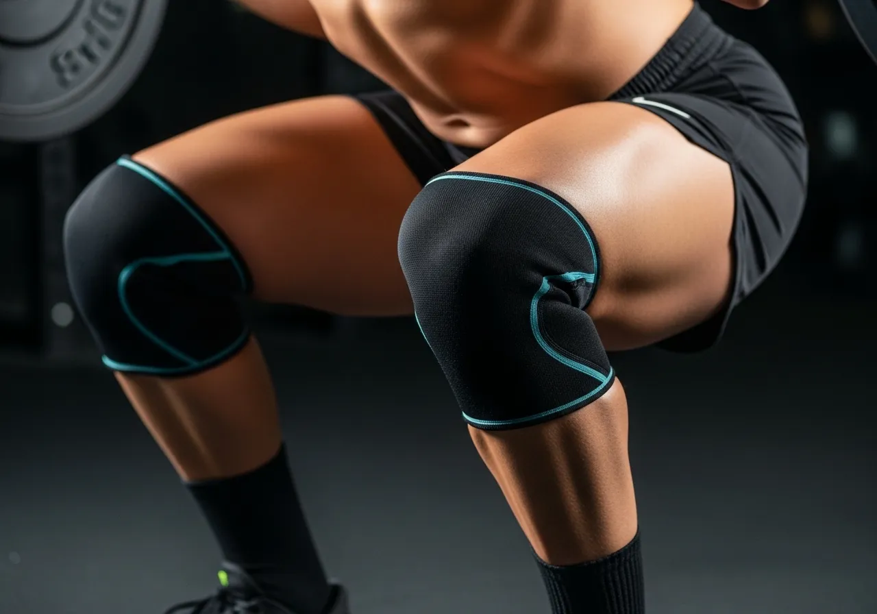 close-up of proper knee alignment during barbell squat to prevent knee pain