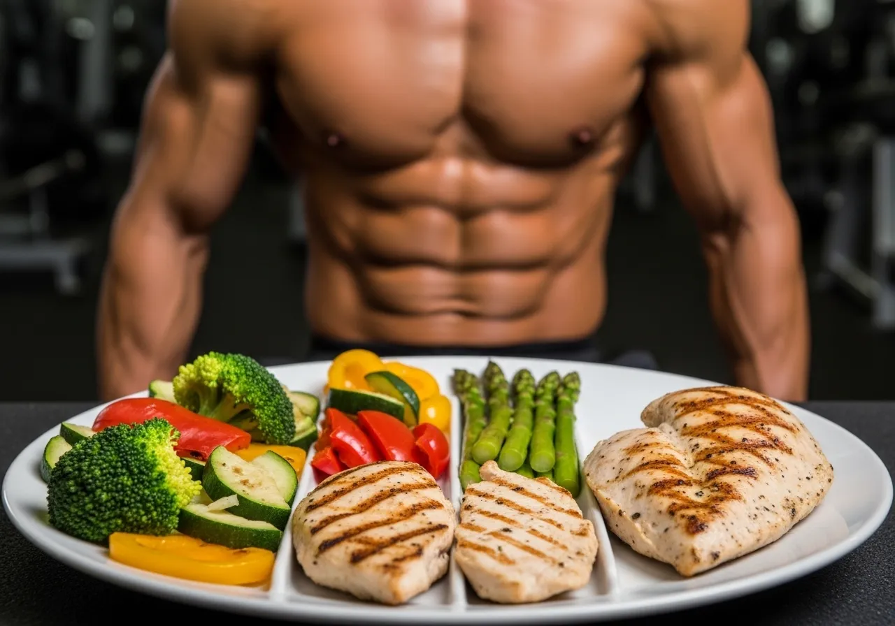 lean cutting diet meal with measured portions grilled protein and vegetables