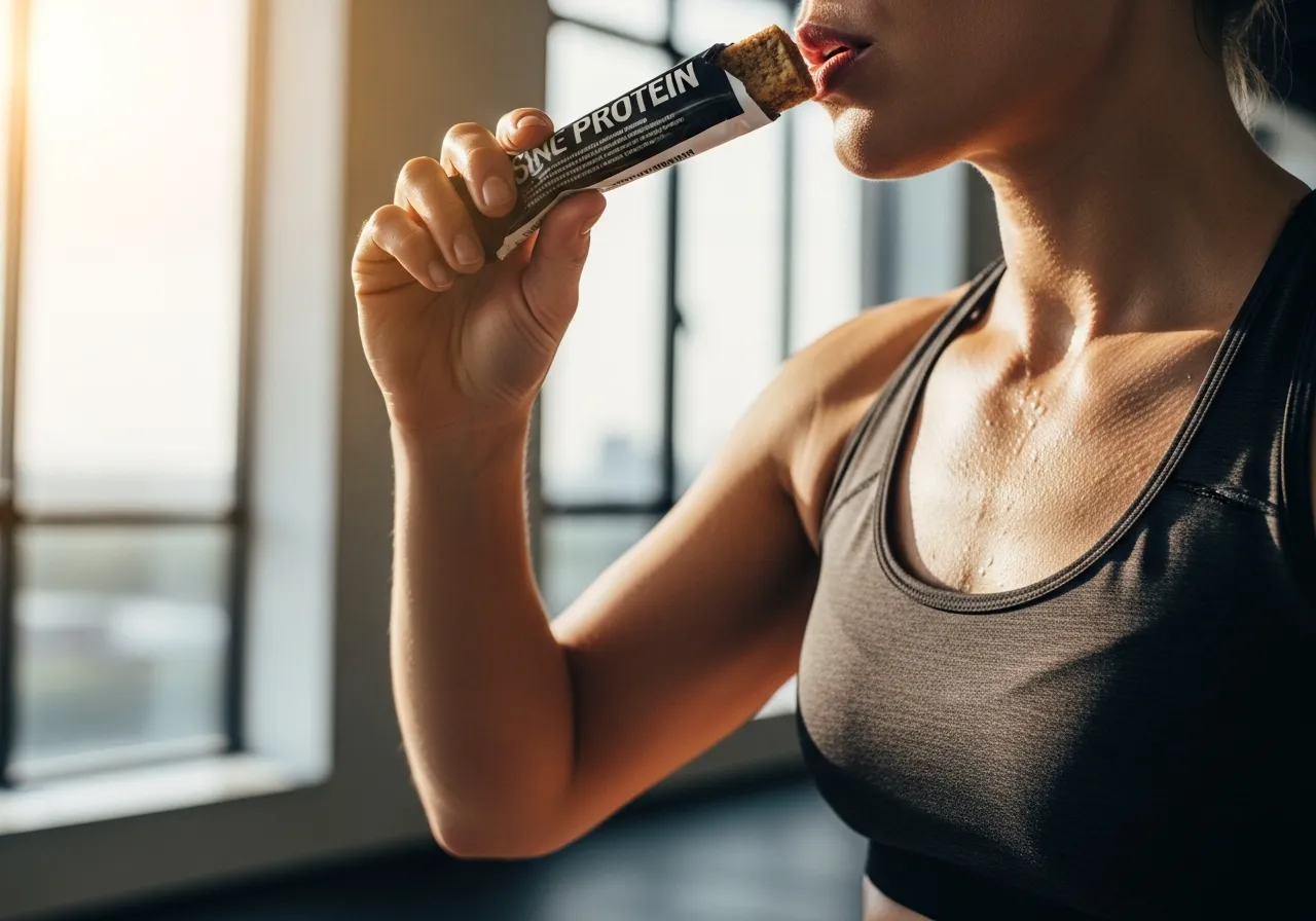  athlete eating strategic high-protein snack for muscle growth support