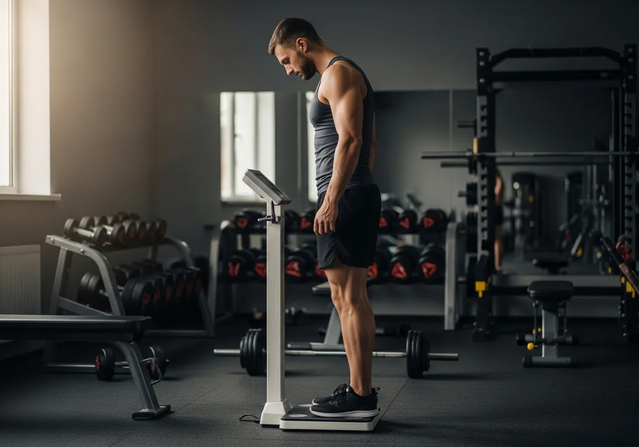  person stepping off scale realizing body weight is not the only progress metric