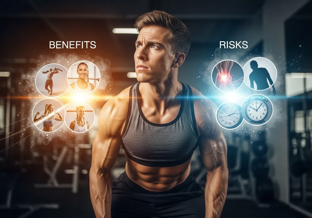  person weighing benefits and risks of daily workout routine