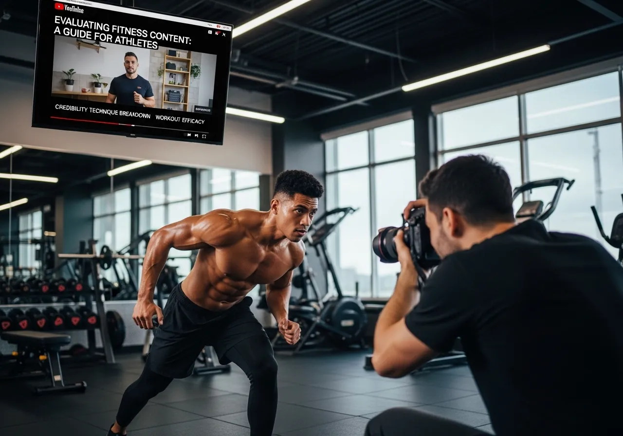 10 fitness youtubers worth following in 2025 evidence-based complete guide, professional fitness photography, natural gym lighting, high-detail, sharp focus, photorealistic, authentic and motivating atmosphere