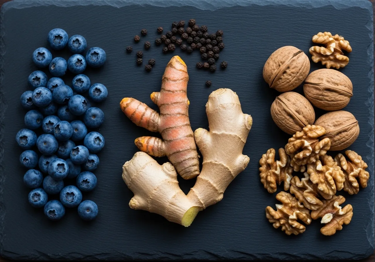 Anti-inflammatory recovery foods with turmeric, ginger, and berries