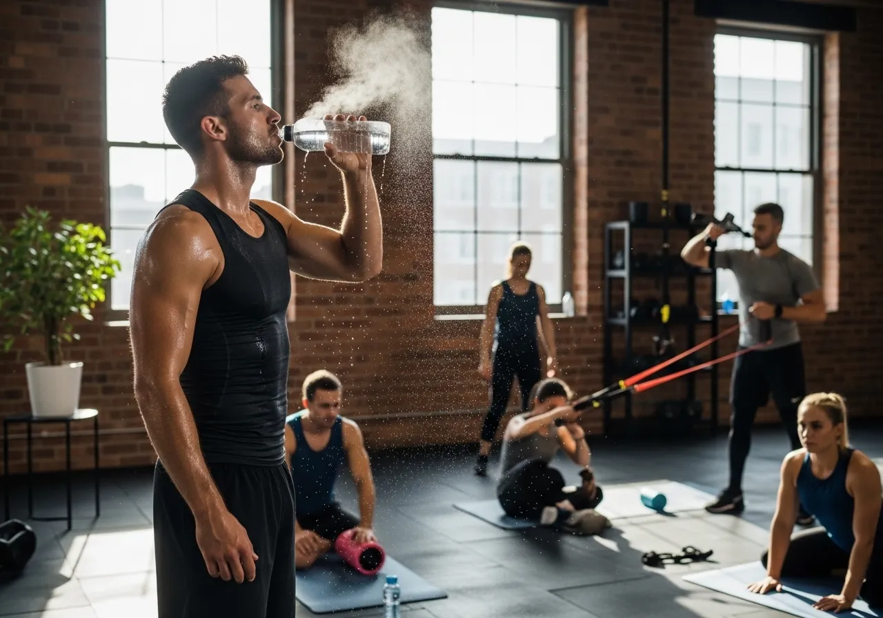 active recovery cold therapy and heat therapy anti-inflammatory habits, professional fitness photography, natural gym lighting, high-detail, sharp focus, photorealistic, authentic and motivating atmosphere