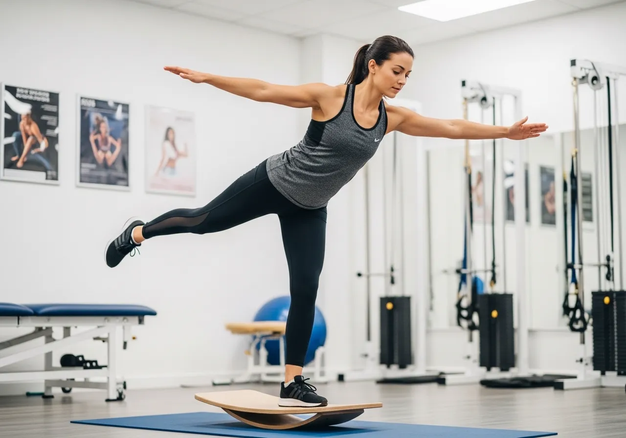 ankle rehabilitation exercises single leg balance on balance board