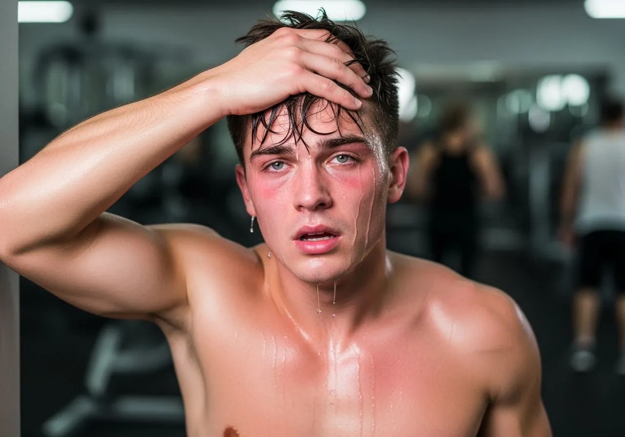 athlete experiencing dizziness after stopping intense exercise abruptly without cool-down