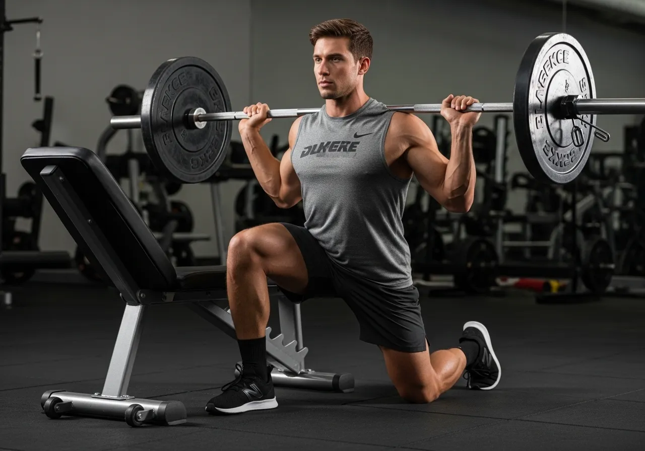 athlete performing Bulgarian split squat with proper knee alignment