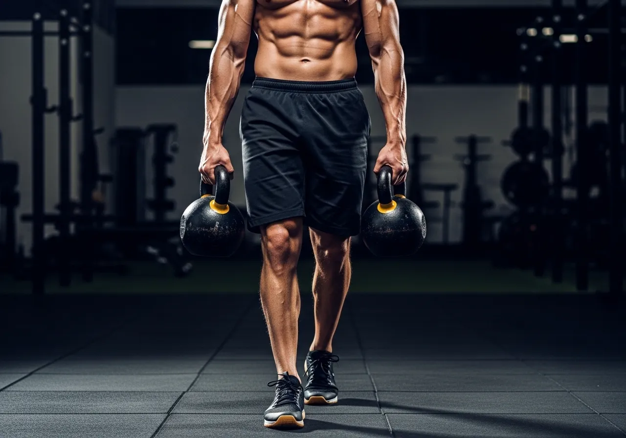 athlete performing kettlebell swing showing correct hip drive and hinge mechanics, professional fitness photography