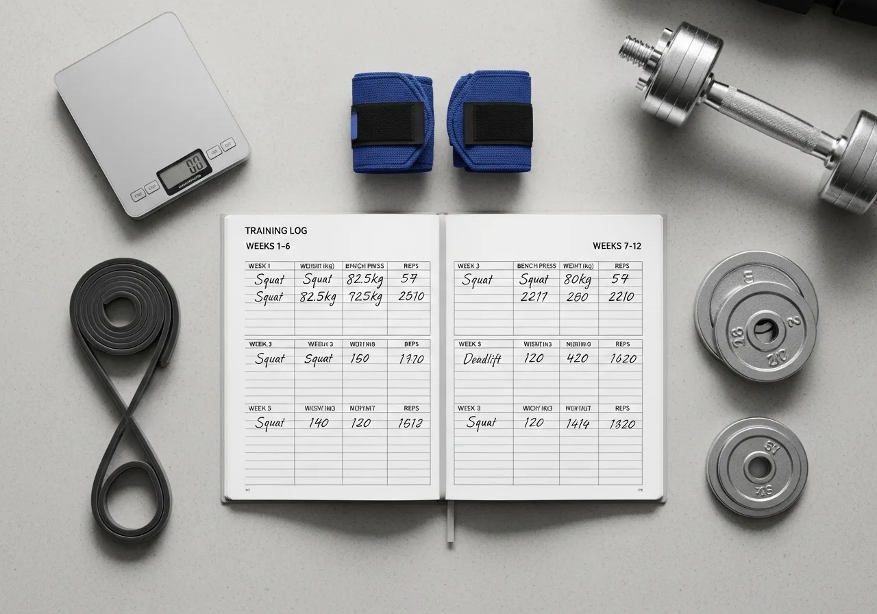 before and after training log showing progressive overload and fitness results