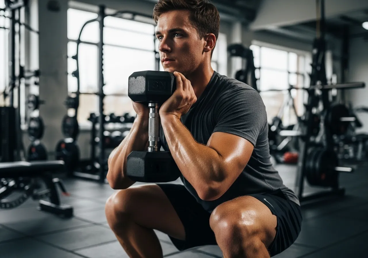beginner learning six foundational exercises with proper form in gym