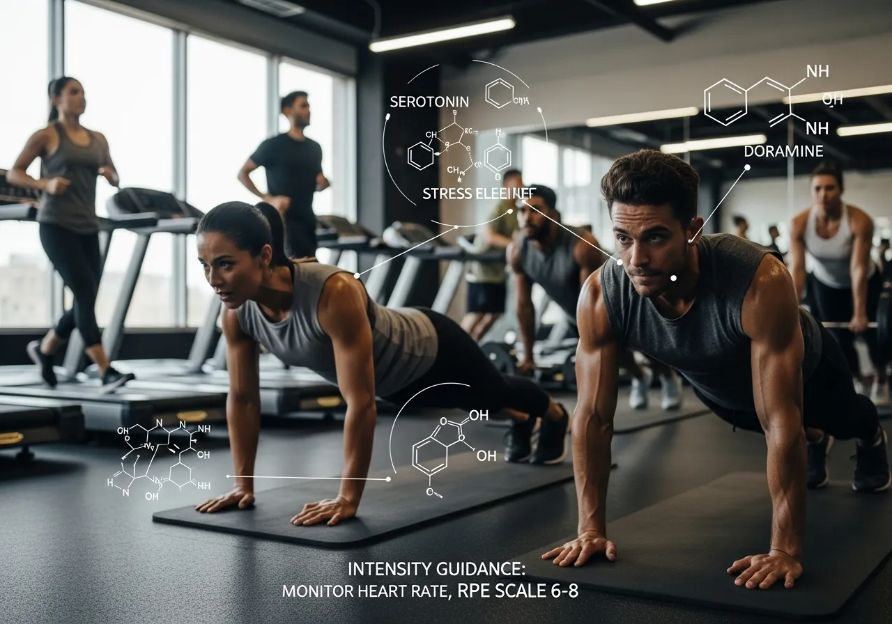 best stress relieving workouts after a long day complete evidence-based guide, professional fitness photography, natural gym lighting, high-detail, sharp focus, photorealistic, authentic and motivating atmosphere