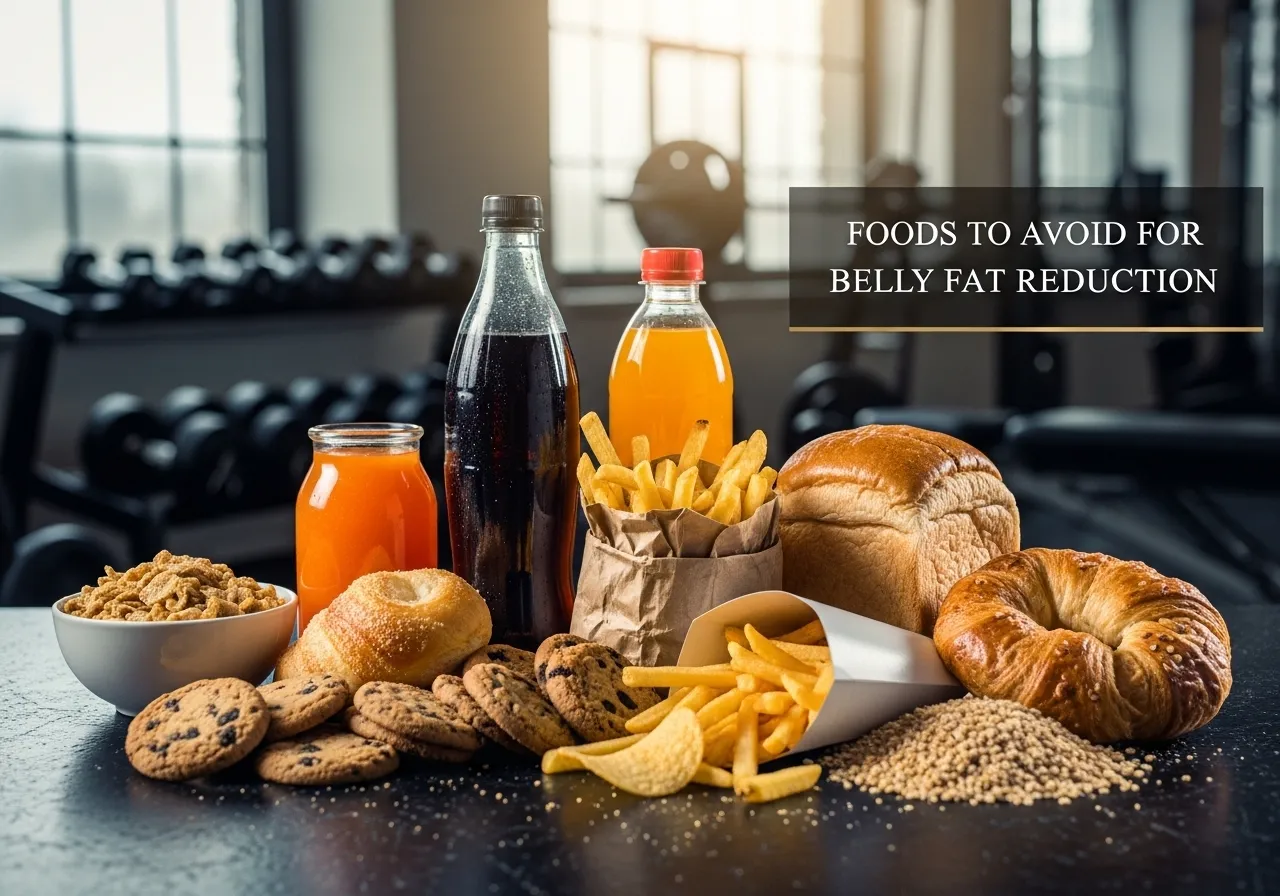 beverages that support belly fat loss, professional fitness photography, natural gym lighting, high-detail, sharp focus, photorealistic, authentic and motivating atmosphere