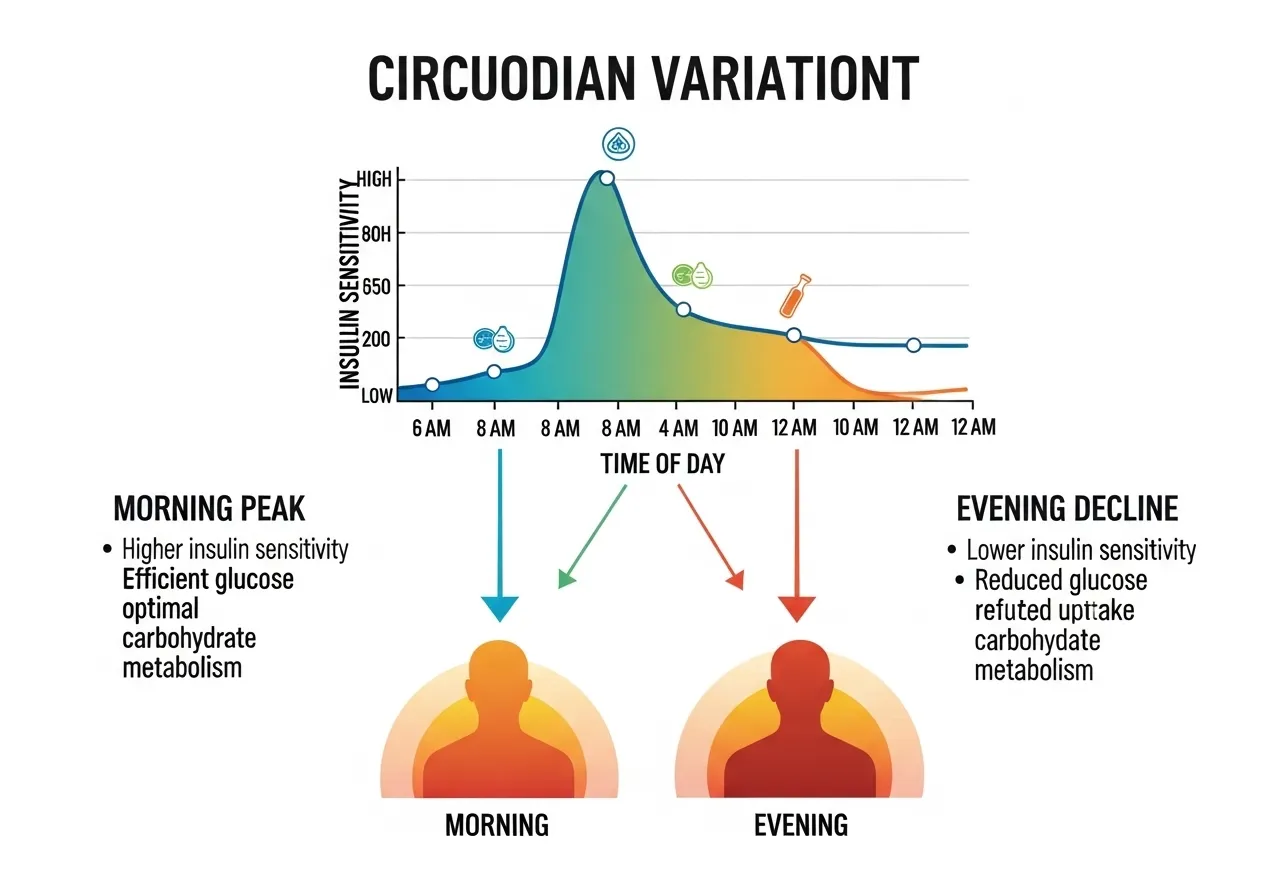circadian rhythm graph showing insulin sensitivity and glucose tolerance across 24 hours