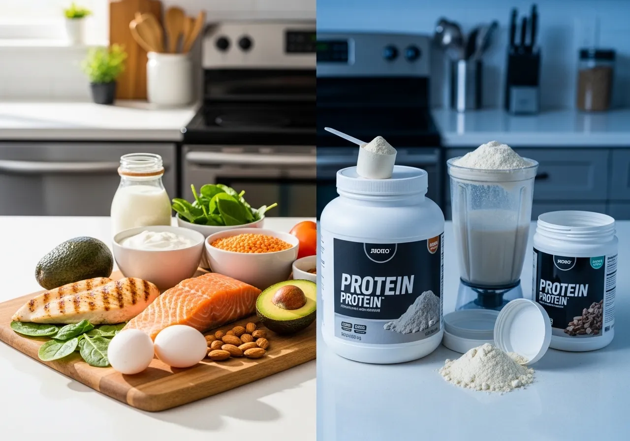 comparison of natural whole food proteins versus protein powder for muscle building