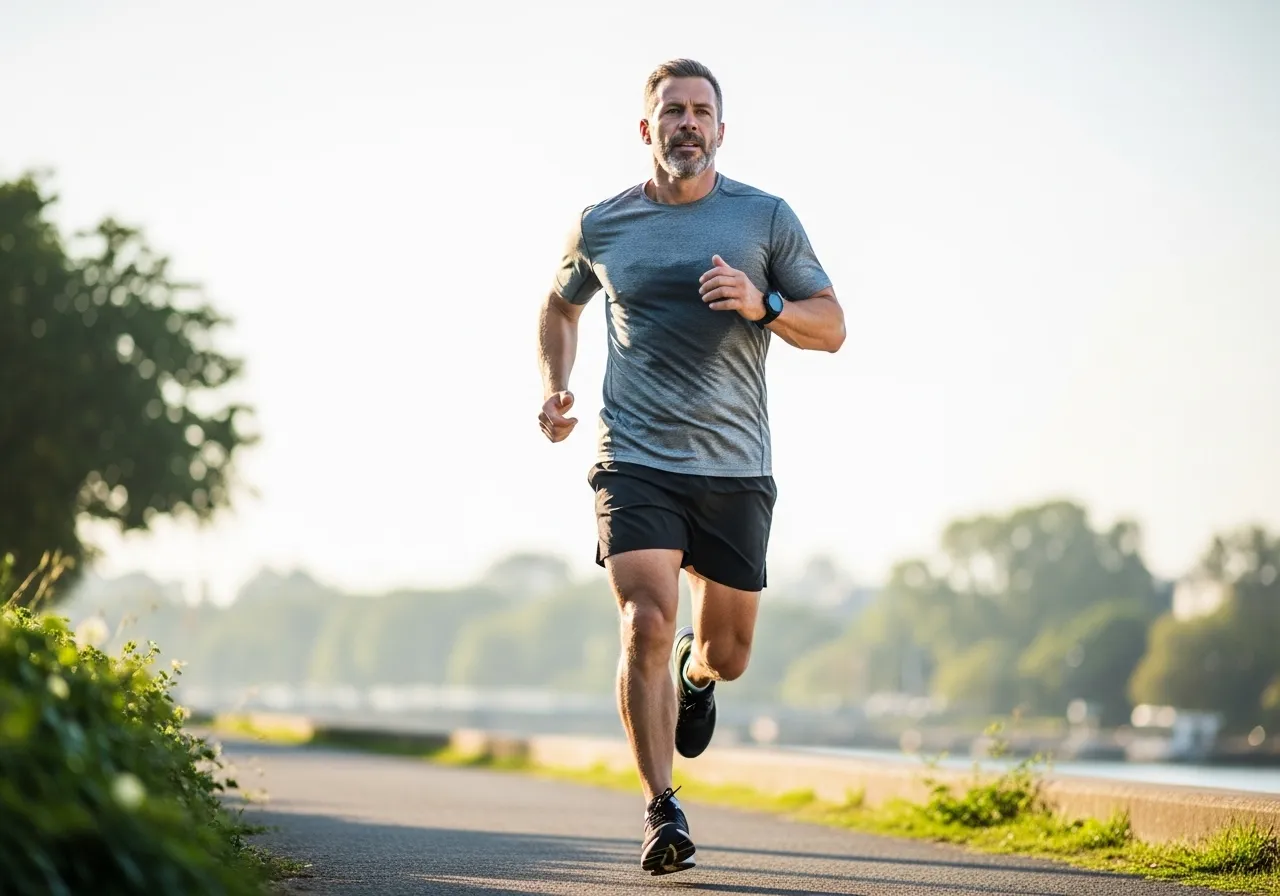 determined adult over 30 performing barbell strength training in gym, maintaining muscle after 30, professional fitness photography