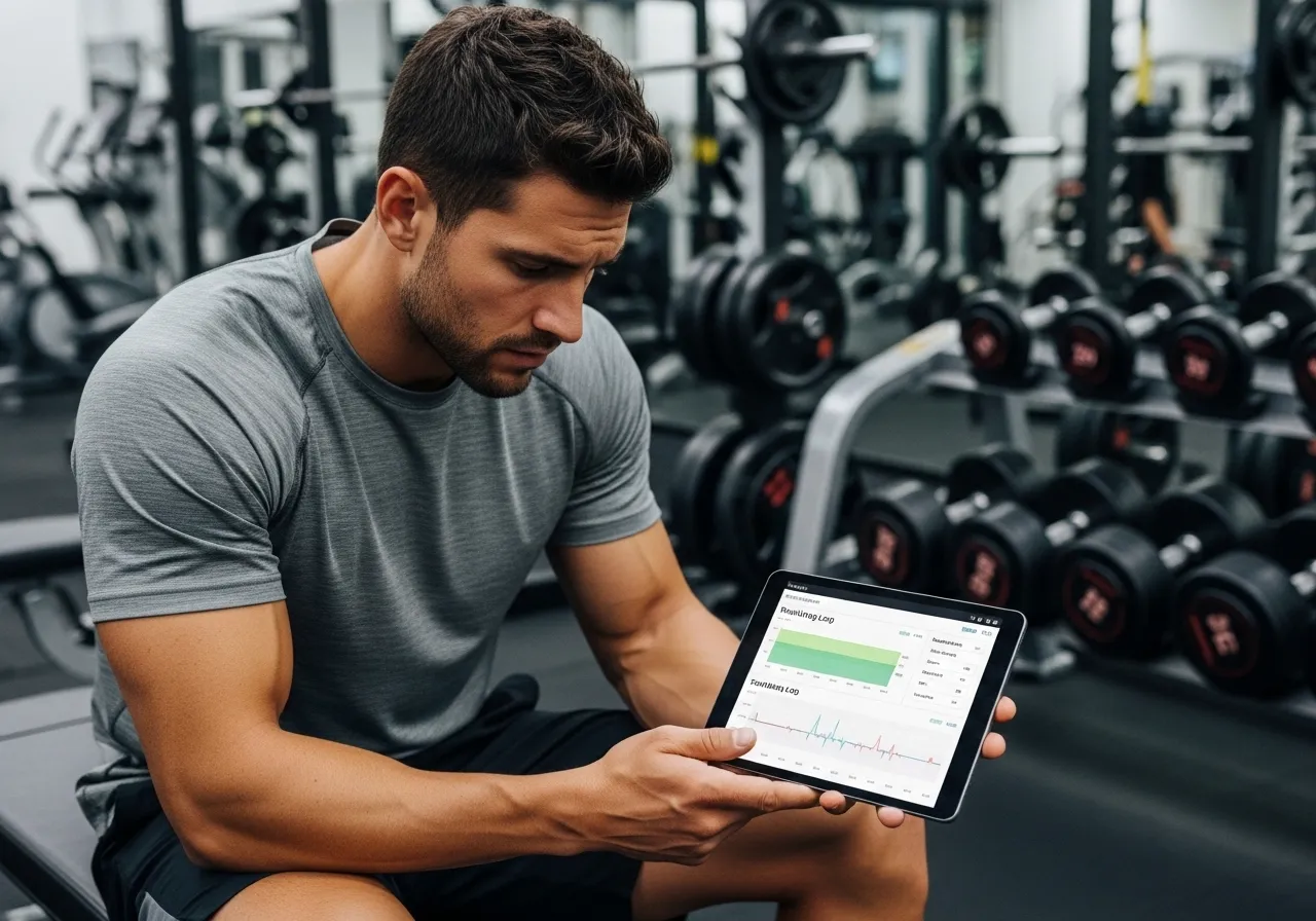 frustrated athlete looking at training log showing no progress over weeks