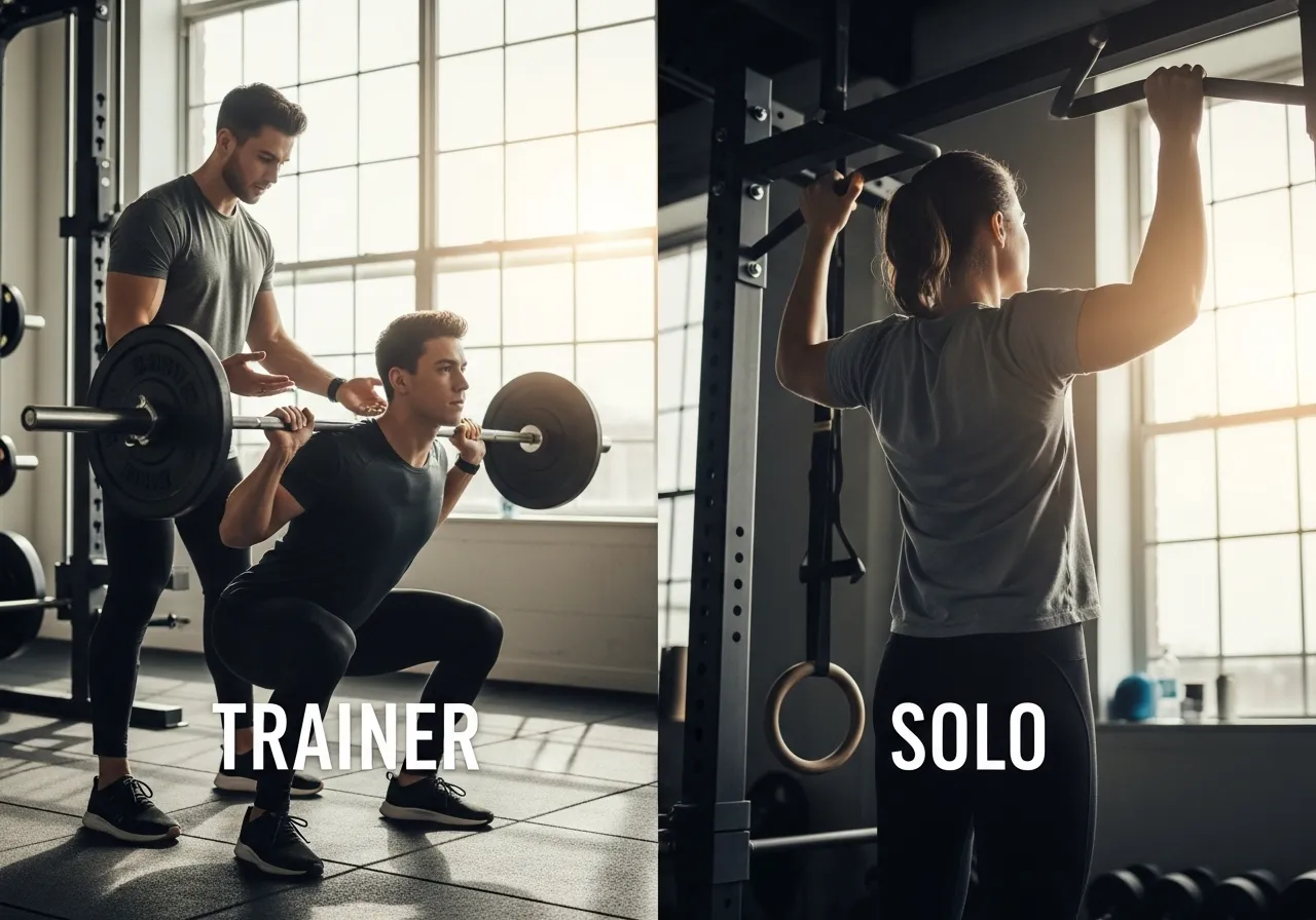 genuine advantages of training alone solo fitness benefits, professional fitness photography, natural gym lighting, high-detail, sharp focus, photorealistic, authentic and motivating atmosphere