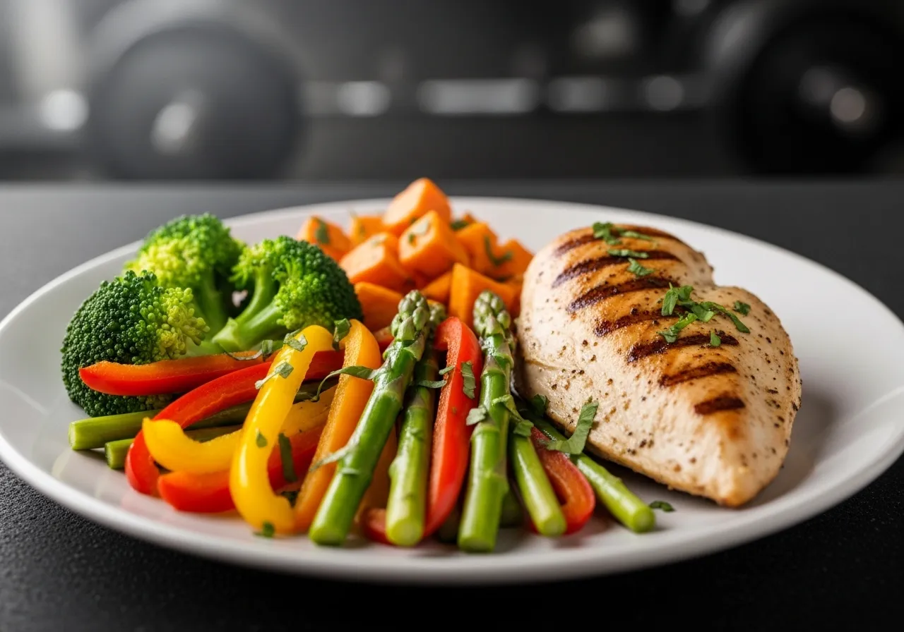  high-protein cutting meal with lean protein and vegetables for muscle preservation