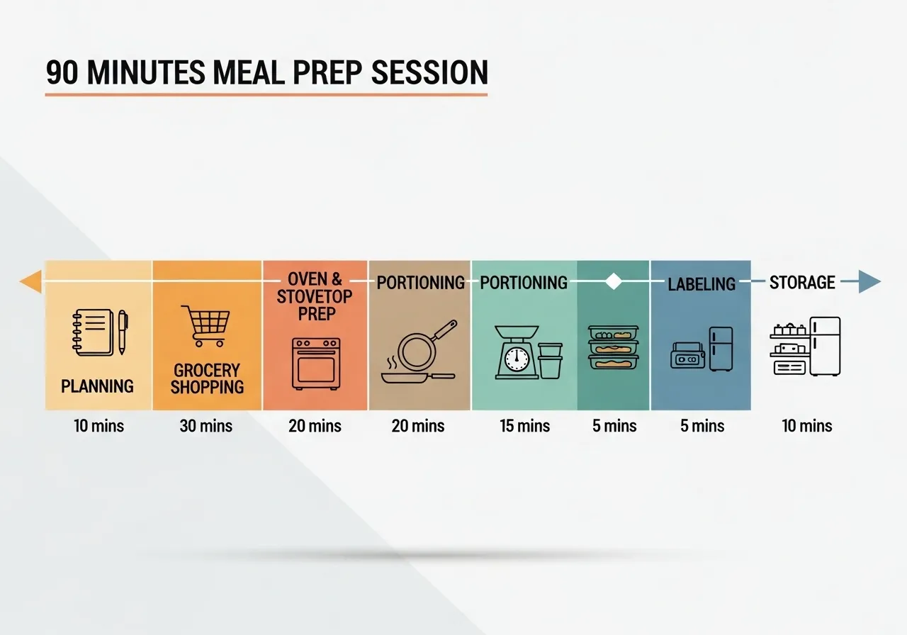 meal prep 90 minute session step by step planning grocery storage guide