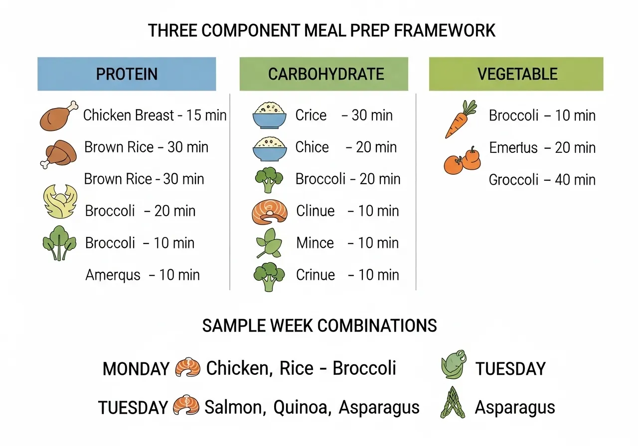 meal prep components protein carbohydrate vegetables 3 component framework