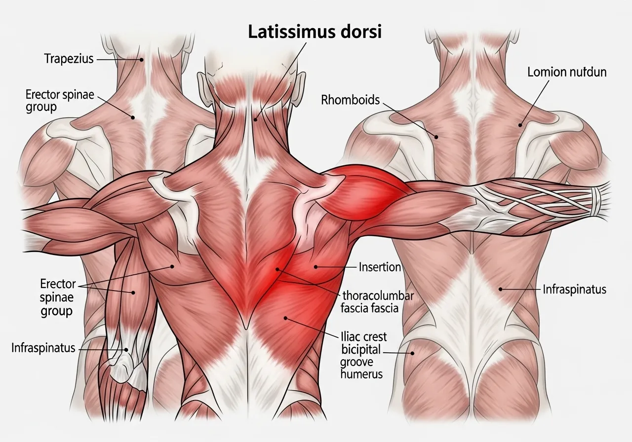 muscular athlete showing wide V-taper back from behind, impressive latissimus dorsi development, professional fitness photography gym setting