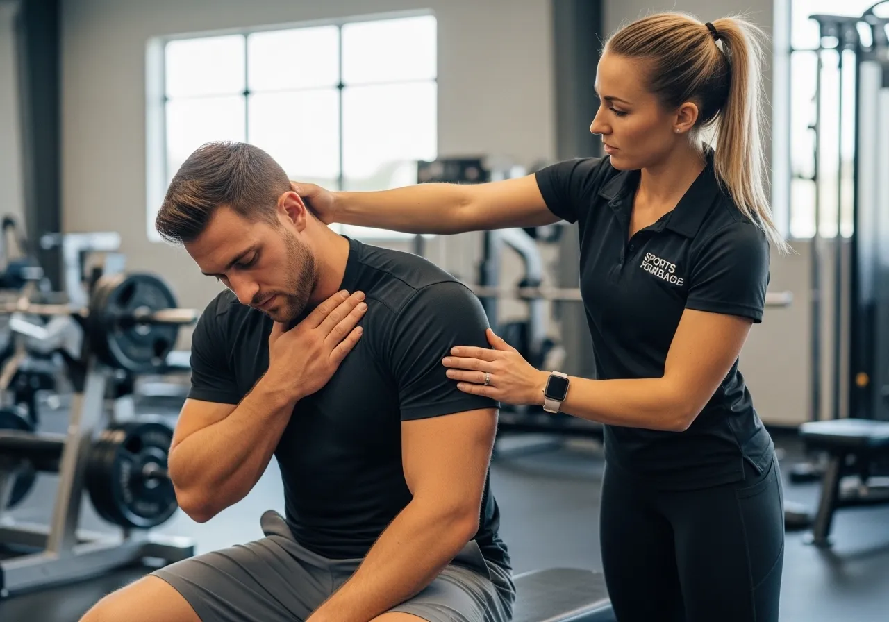 neck pain from squatting high bar low bar technique fixes, professional fitness photography, natural gym lighting, high-detail, sharp focus, photorealistic, authentic and motivating atmosphere