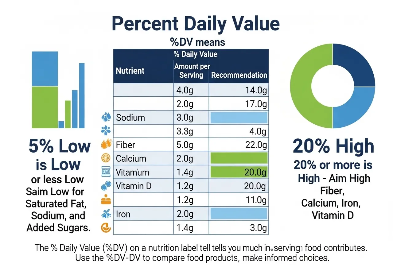 nutrition label percent daily value micronutrients sodium fiber calcium vitamin