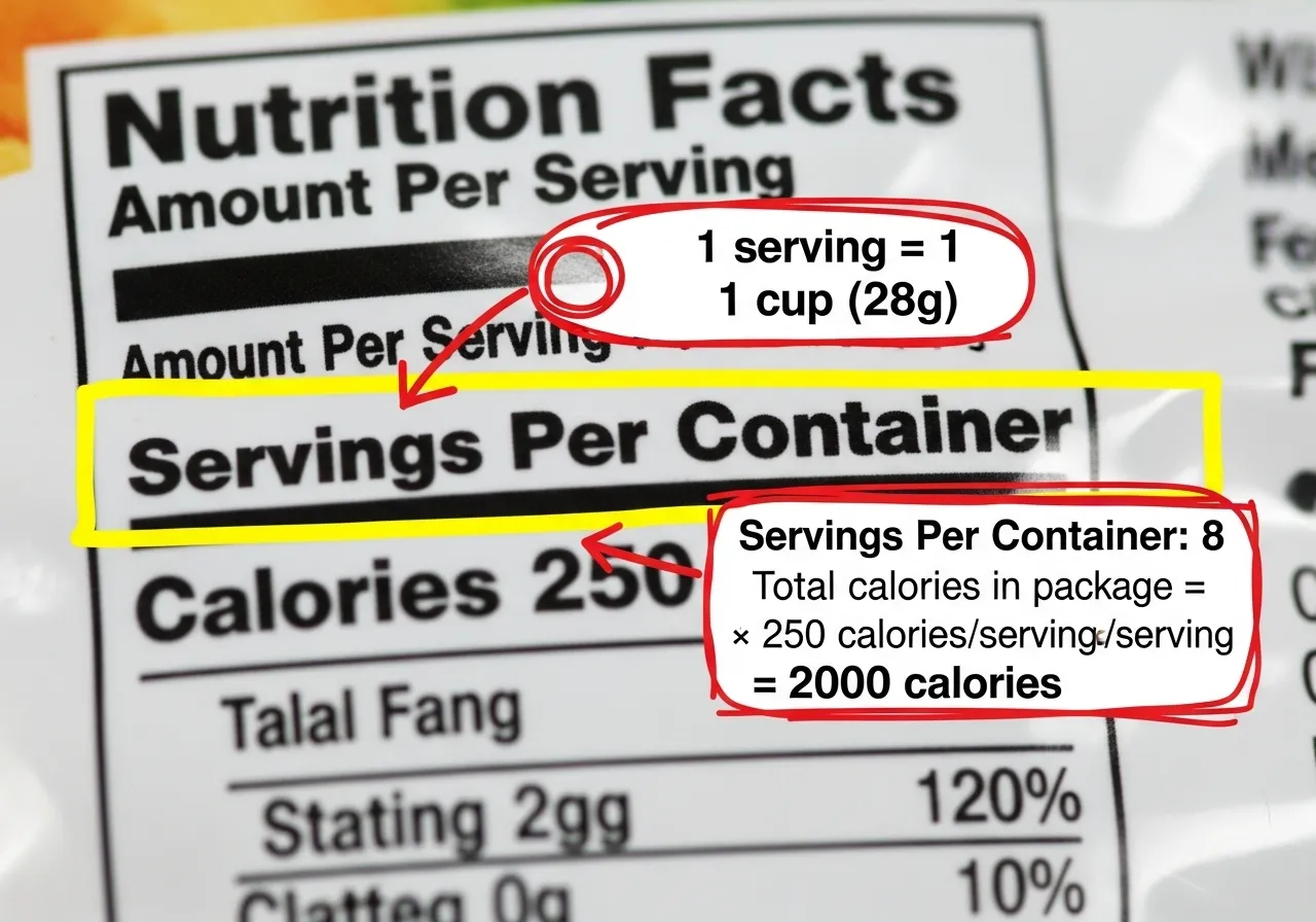 nutrition label serving size servings per container calories calculation