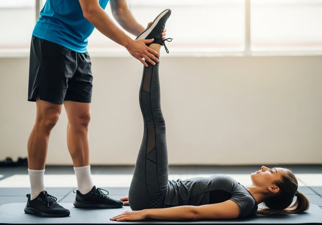 partner-assisted PNF stretching hamstring flexibility