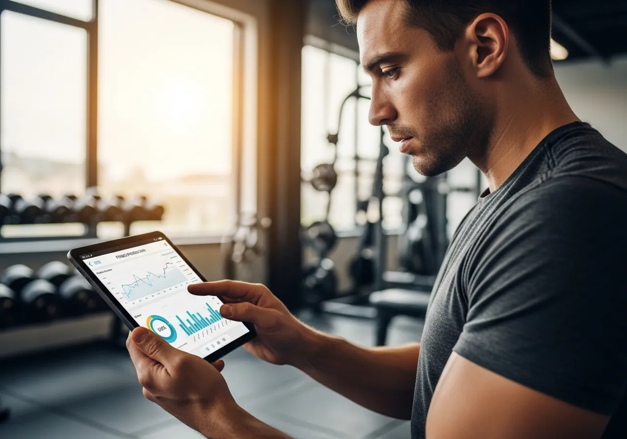 person analyzing fitness progress data trends and patterns over time