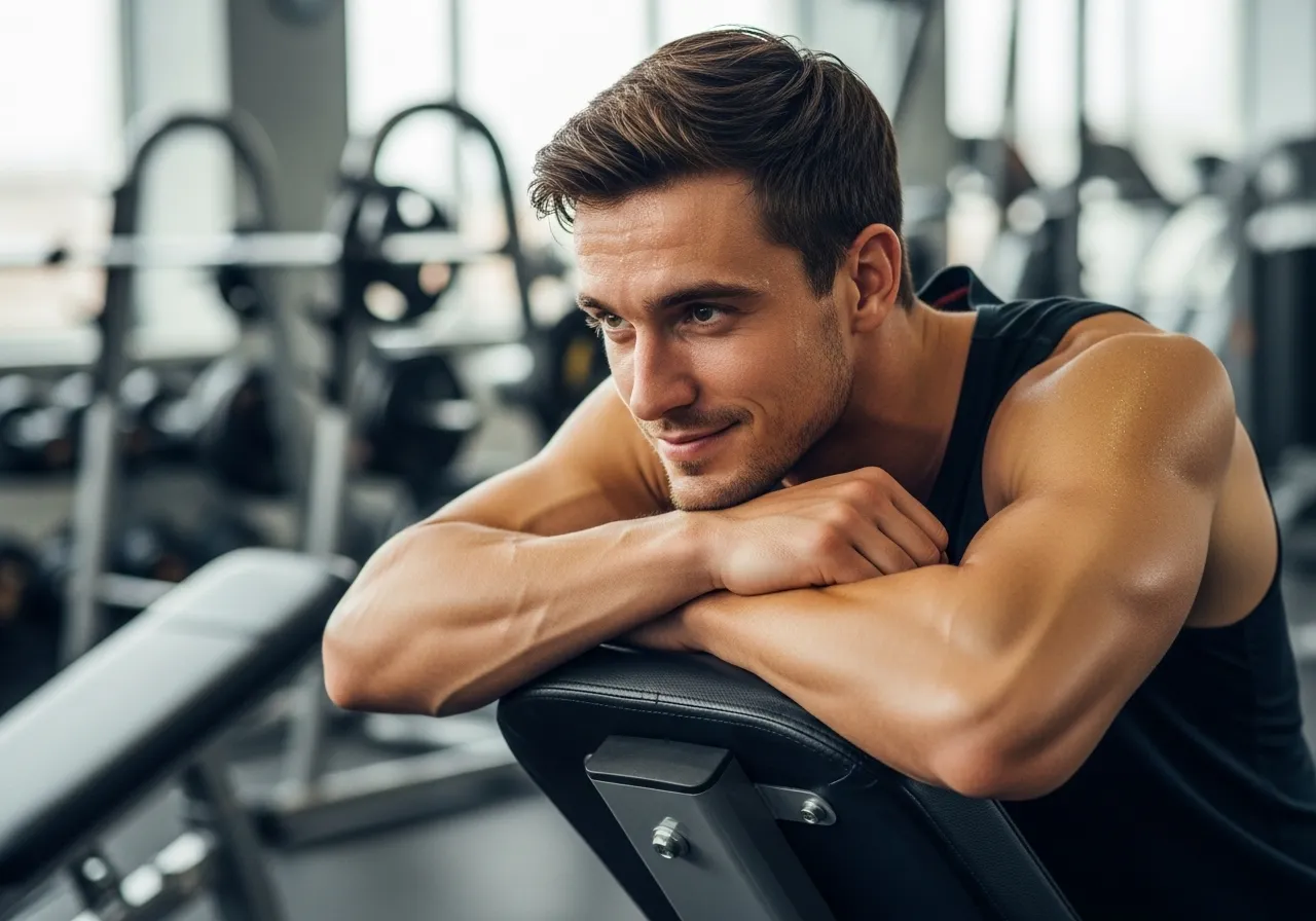  person feeling genuine reward and satisfaction after completing workout