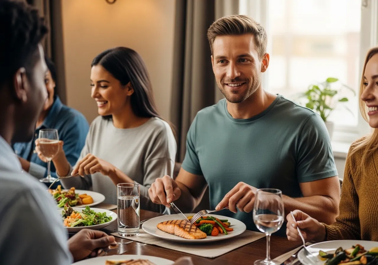 person navigating social eating situation while maintaining fitness goals