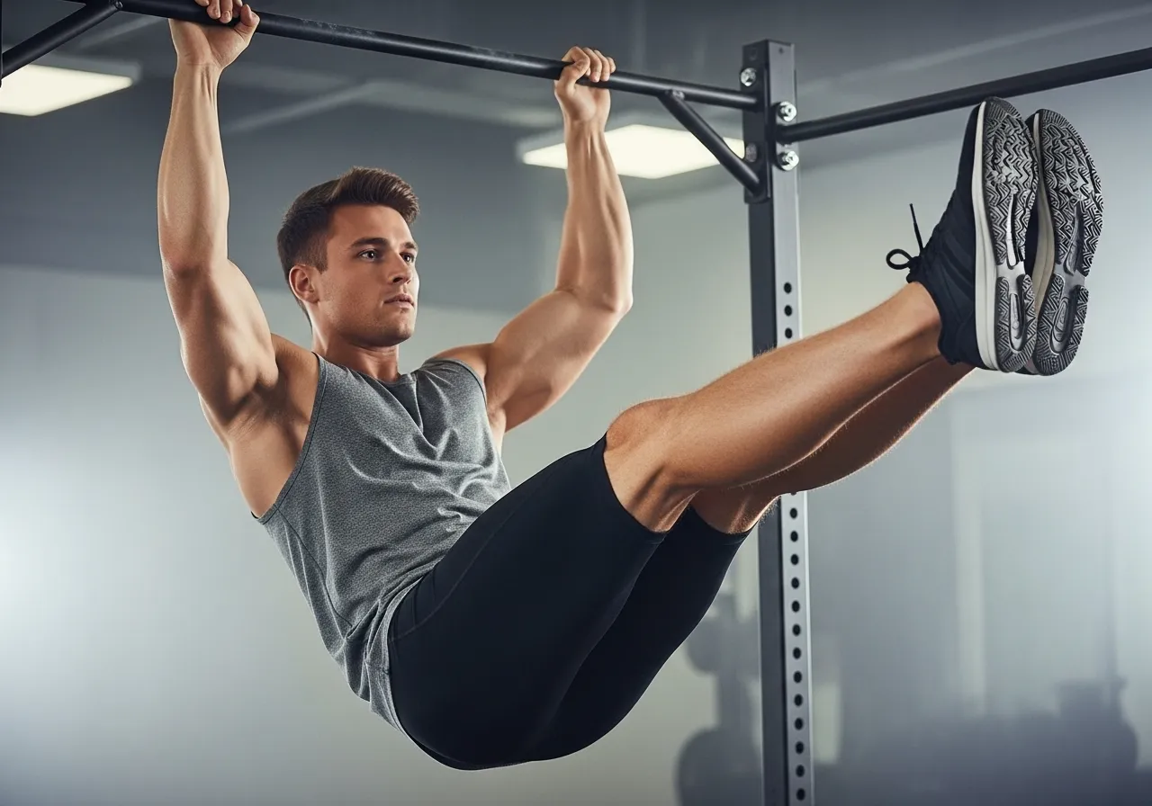 person performing ab wheel rollout on knees showing correct anti-extension core exercise form, professional fitness photography