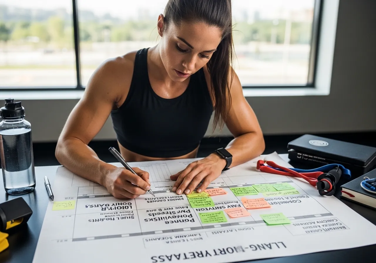  person planning both short-term and long-term fitness goals on timeline