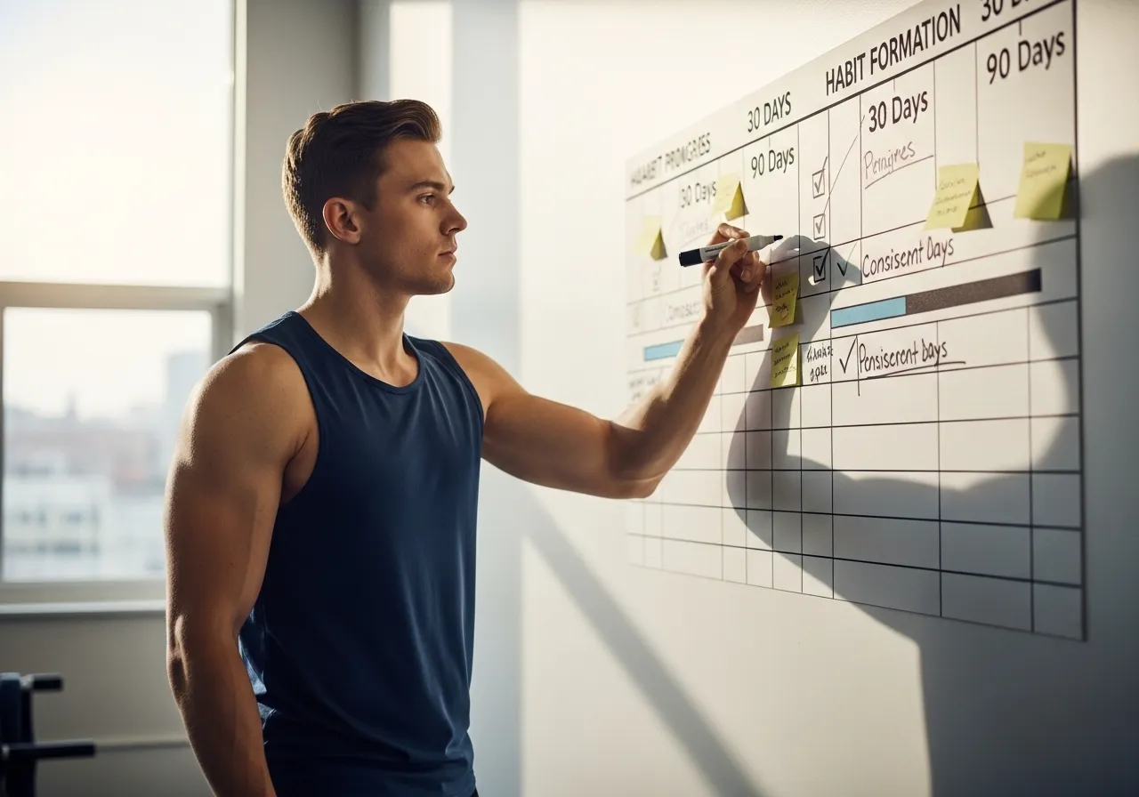  person tracking habit formation progress over 30 to 90 day timeline