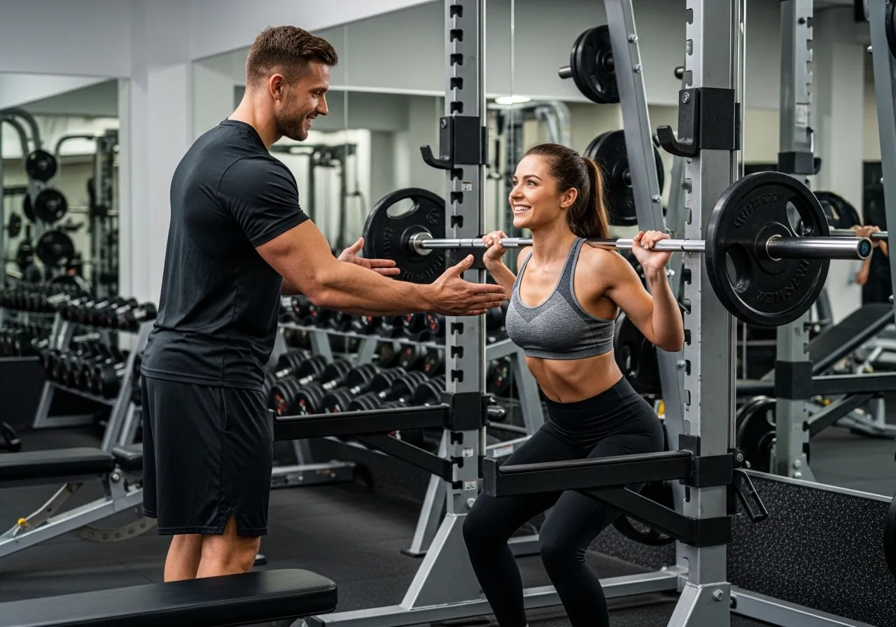 person wiping down treadmill or weight machine after use showing proper gym hygiene etiquette, professional fitness photography