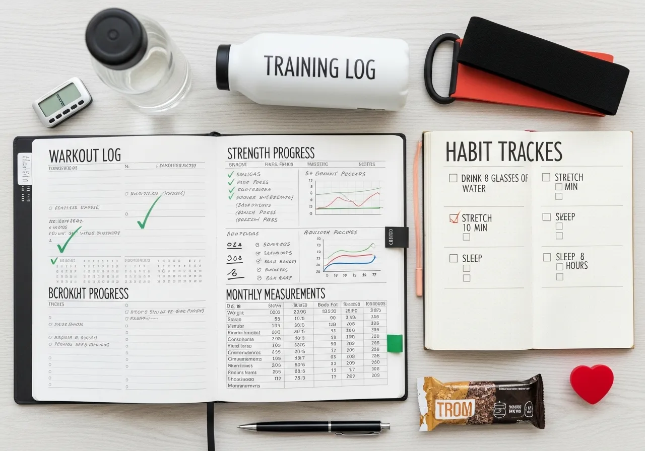 progress tracking session completion workout log body measurements motivation