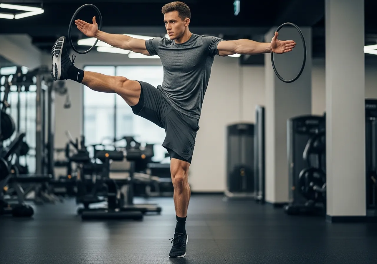 proper warm up routine showing dynamic stretching before exercise