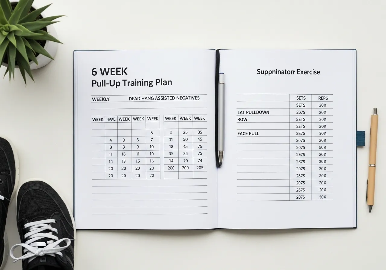 pull-up 6 week training plan supplementary exercises lat pulldown row