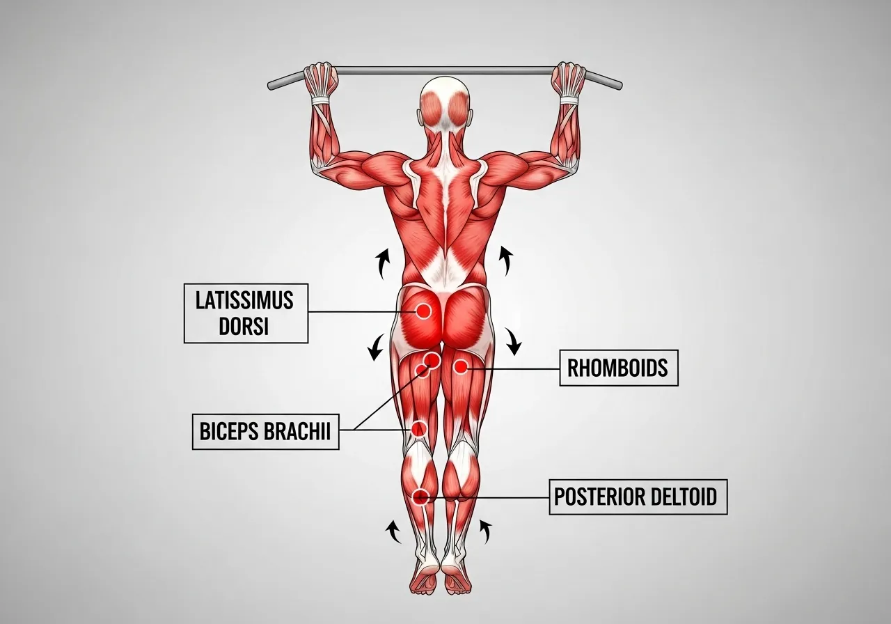pull-up muscles latissimus dorsi biceps rhomboids why challenging