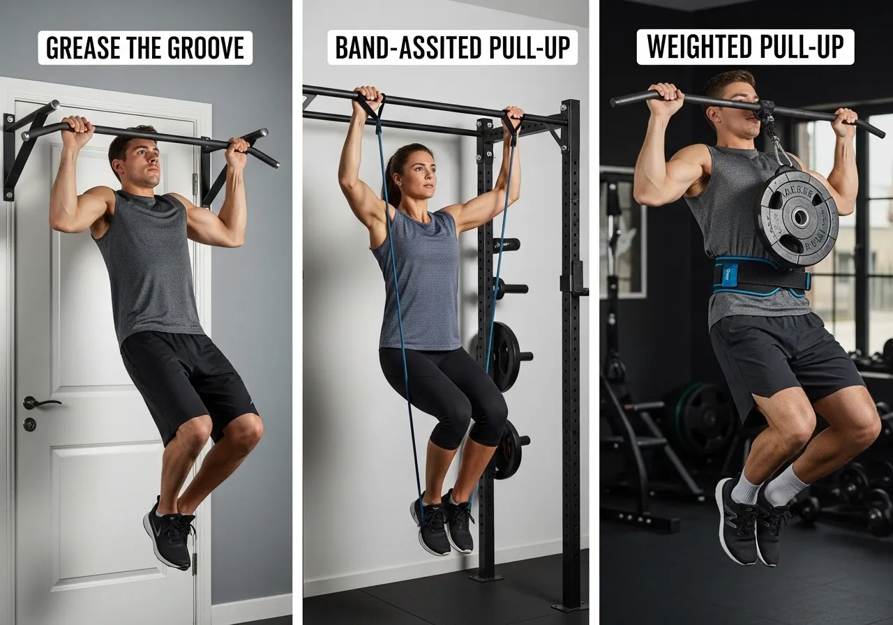 pull-up training methods comparison — GTG band-assisted and weighted pull-ups