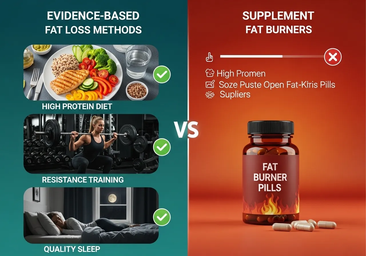 real fat loss methods comparison — protein sleep exercise versus supplements