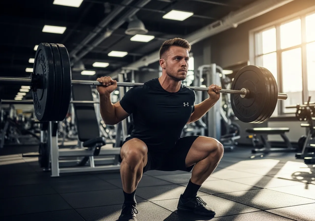 reflective adult over 30 examining fitness and health with determination, aging and fitness concept, professional lifestyle photography
