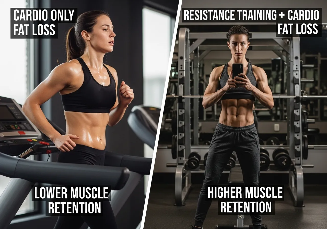 resistance training fat loss muscle preservation cardio alone comparison