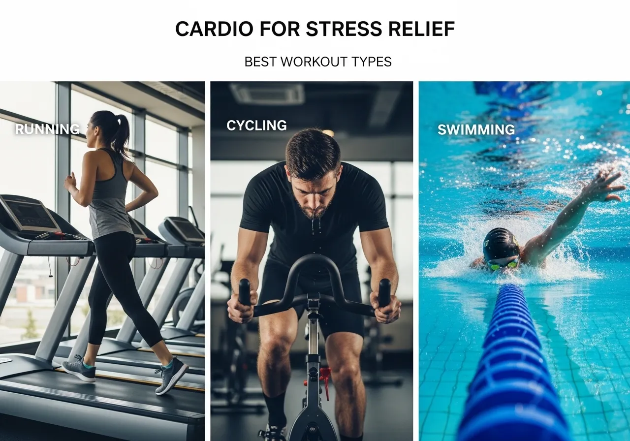 science of exercise as stress relief neurochemistry and intensity guidance, professional fitness photography, natural gym lighting, high-detail, sharp focus, photorealistic, authentic and motivating atmosphere