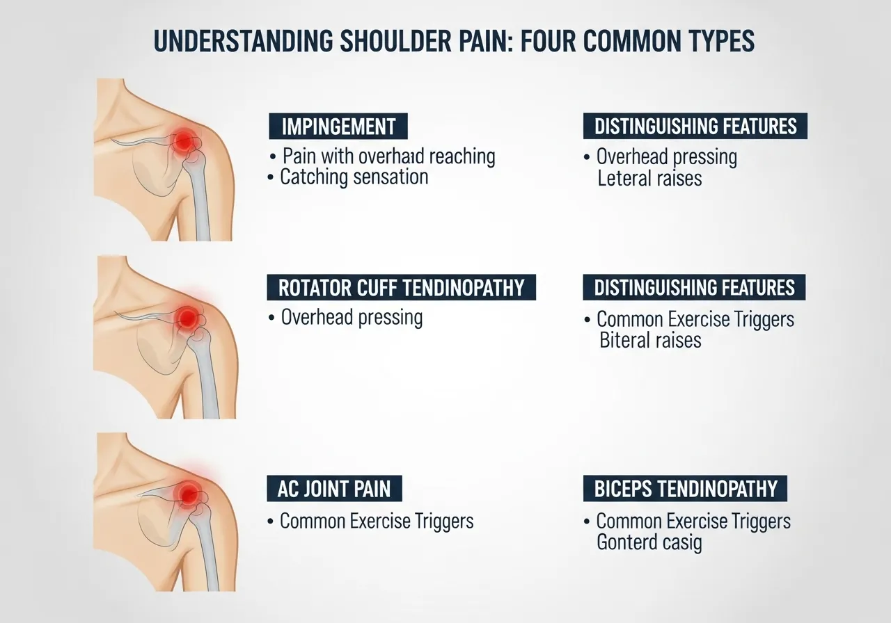 shoulder pain causes impingement rotator cuff AC joint bicep tendon exercise