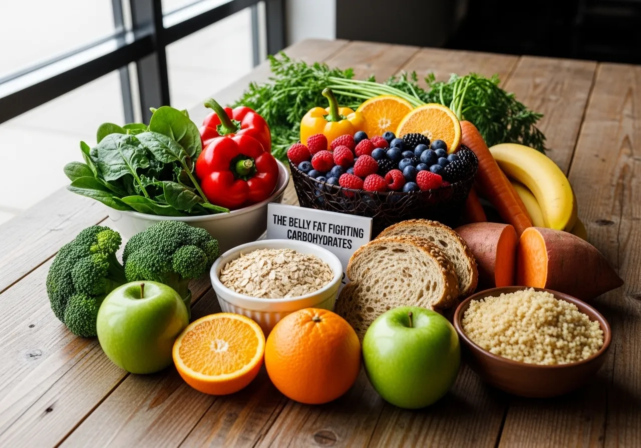 the top fat-burning foods: protein sources that target belly fat, professional fitness photography, natural gym lighting, high-detail, sharp focus, photorealistic, authentic and motivating atmosphere