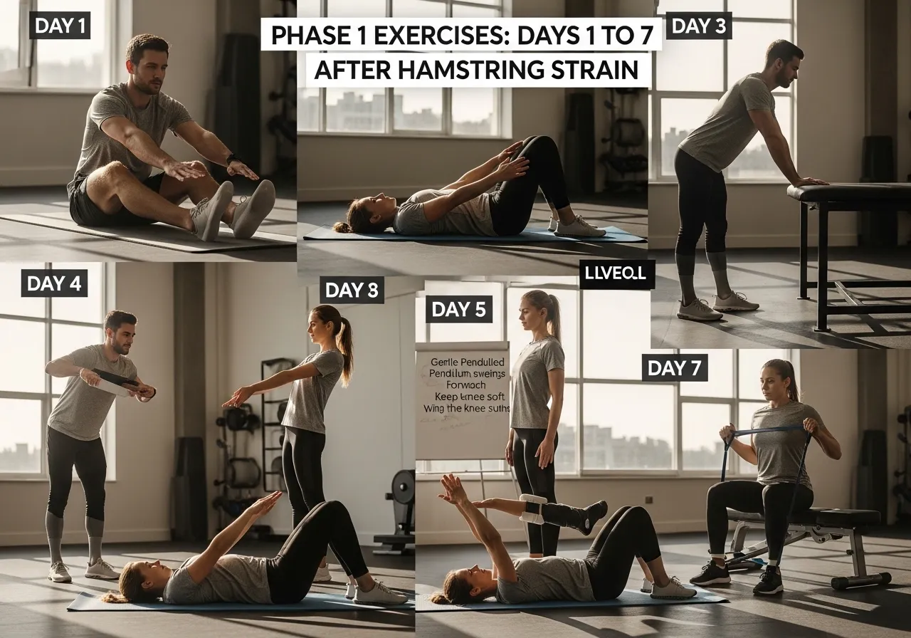 understanding a pulled hamstring anatomy strain grades and recovery science, professional fitness photography, natural gym lighting, high-detail, sharp focus, photorealistic, authentic and motivating atmosphere