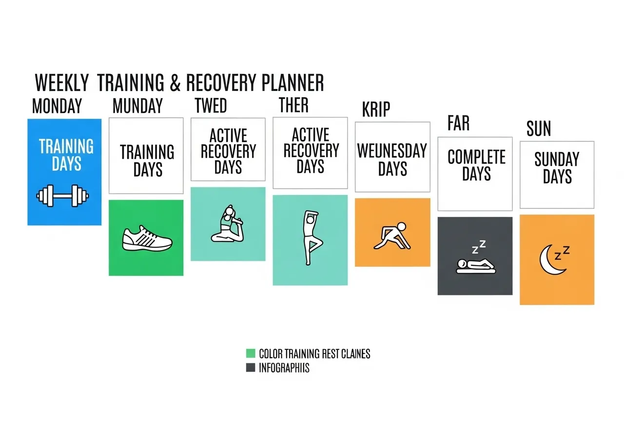 weekly training and recovery schedule showing active rest and training days